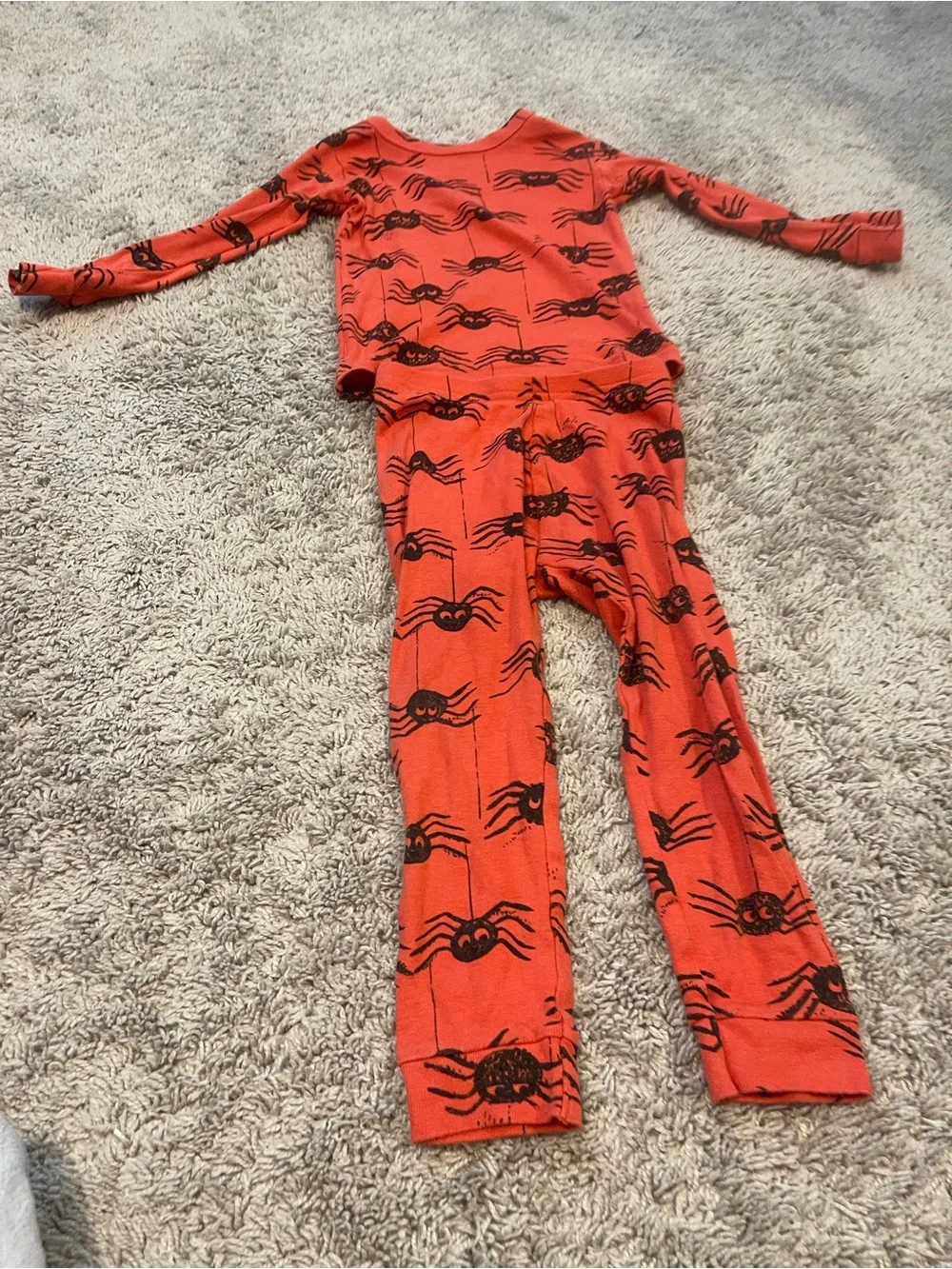 Kids Orange Spider-Print Pajama Set